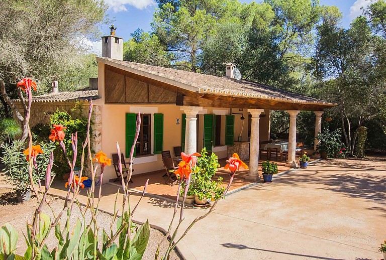 Garten vor der Finca mit Blumen und Bäumen